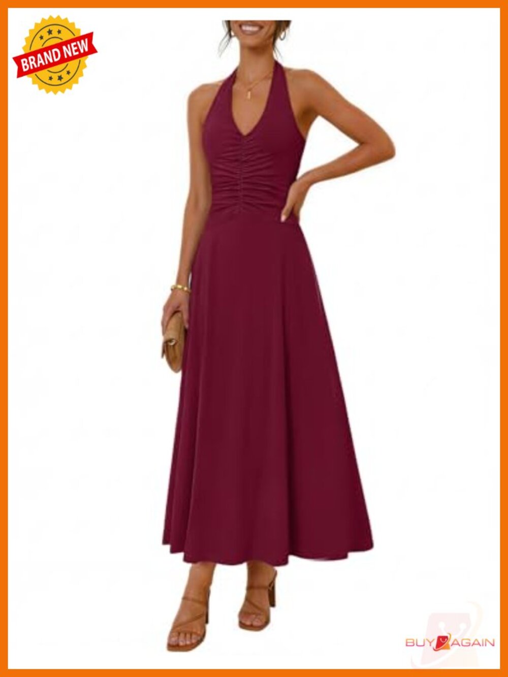 Formal Halter Sleeveless Maxi Dress Backless Ruched Bodycon Summer
